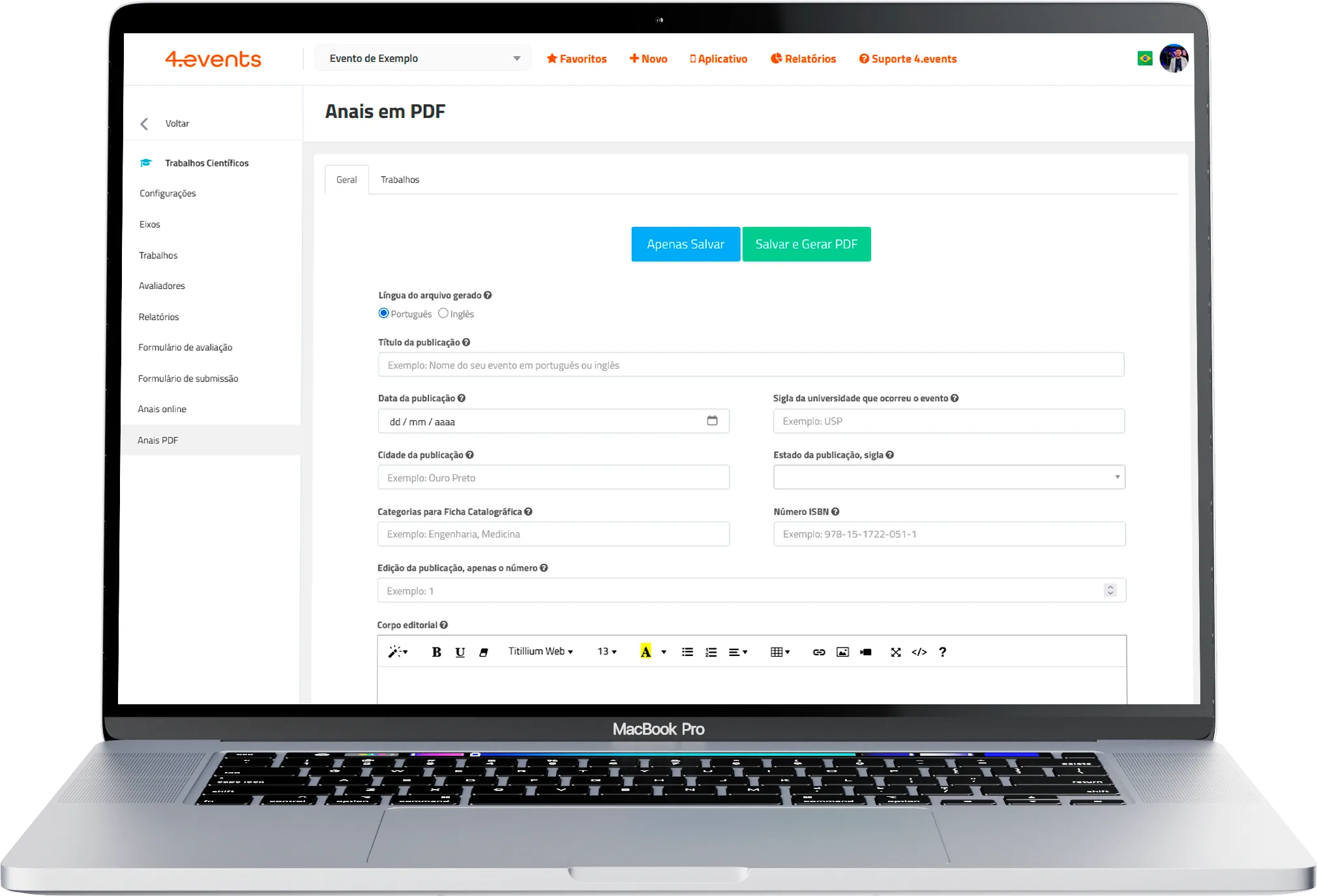 Anais acadêmicos em PDF